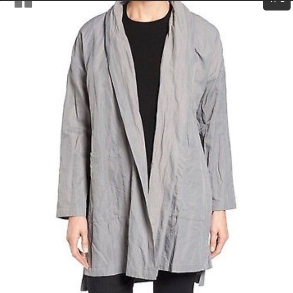 EILEEN FISHER Rumpled Steel Kimono Jacket small